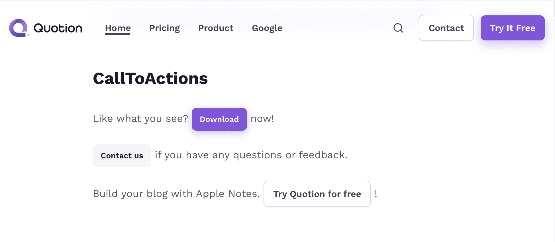 CallToAction demo