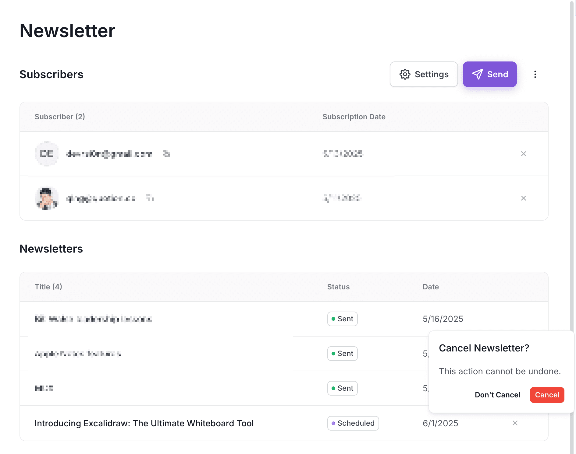 Cancel a Scheduled Newsletter