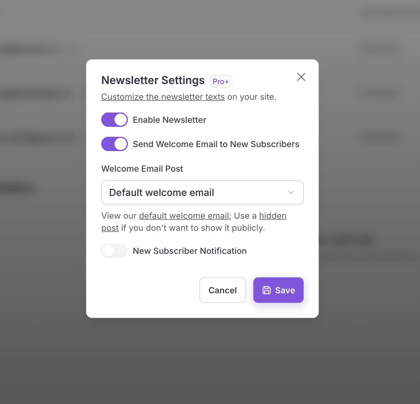 Newsletter Settings