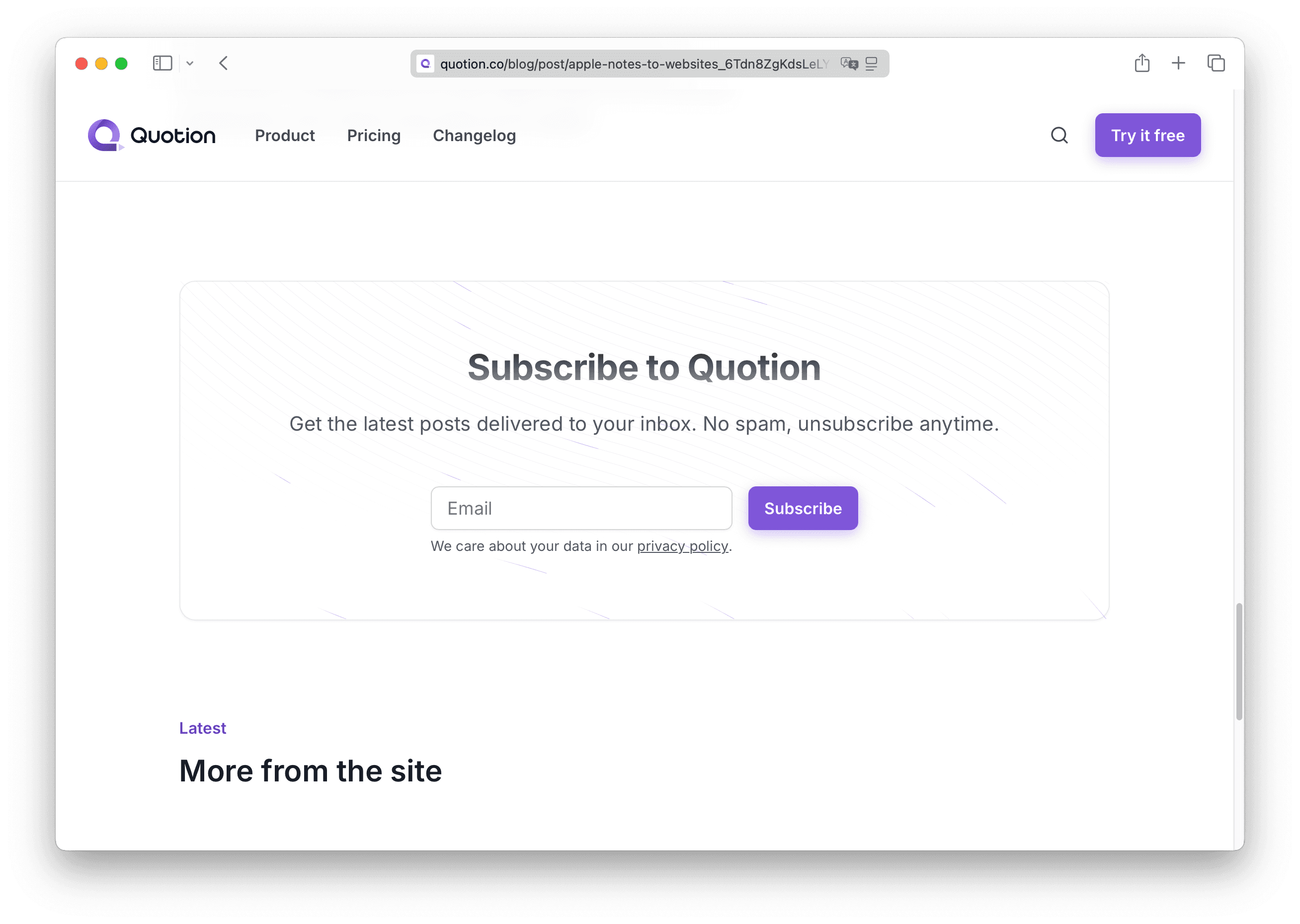 Default Subscription Form
