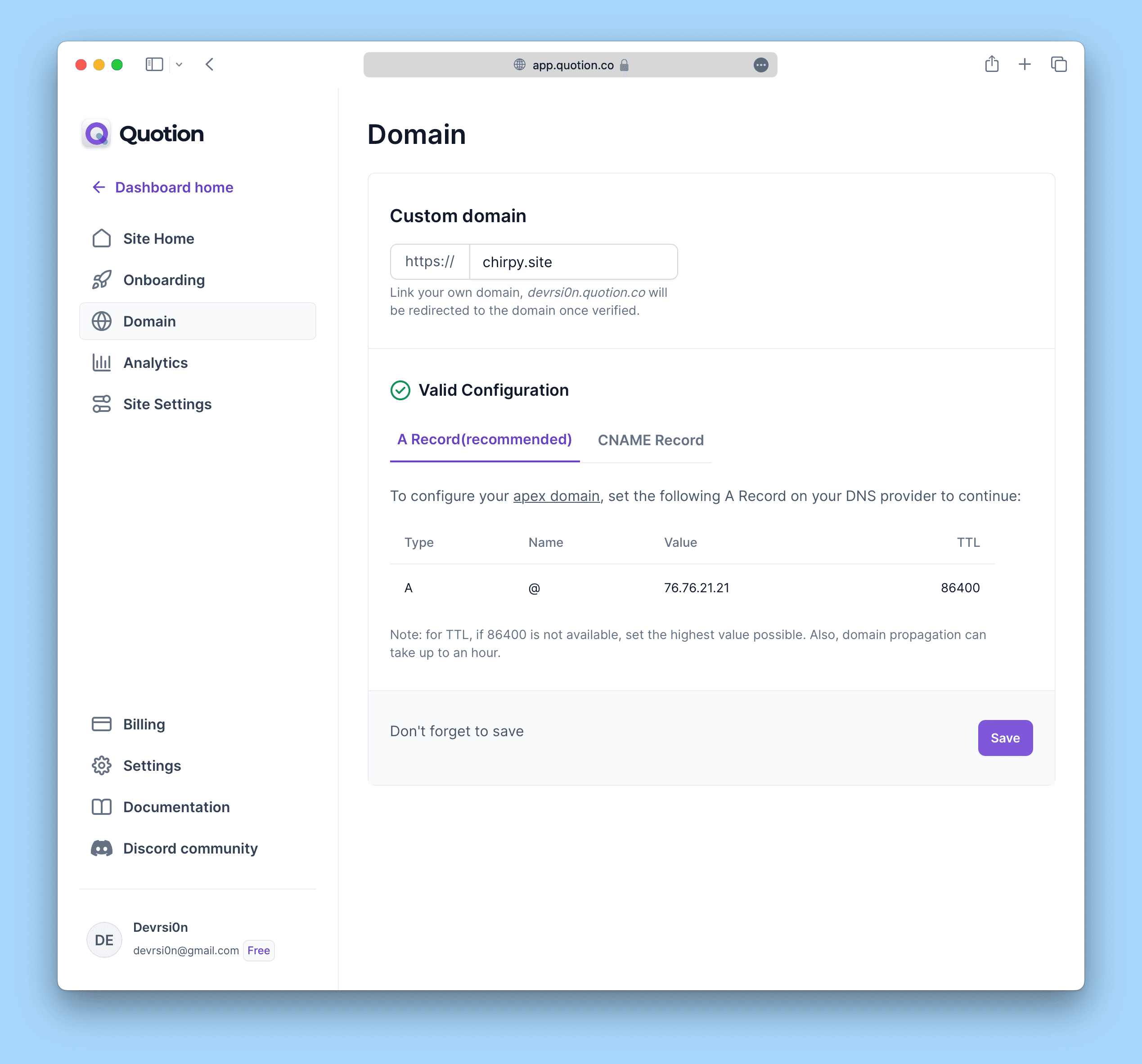 Custom domain