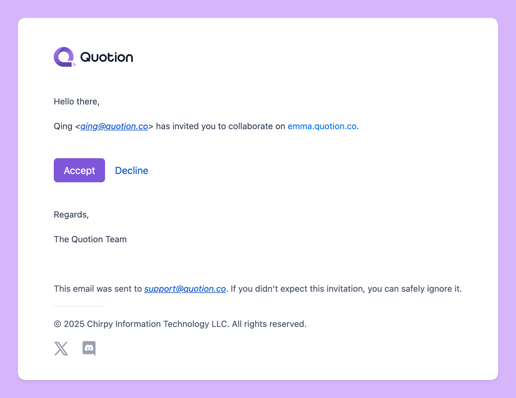 Invitation Email